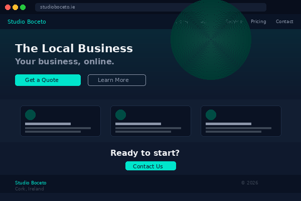 Example starter landing page for a local business